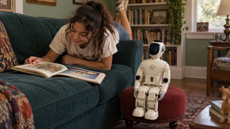 A child reading with FF Nova on the sofa