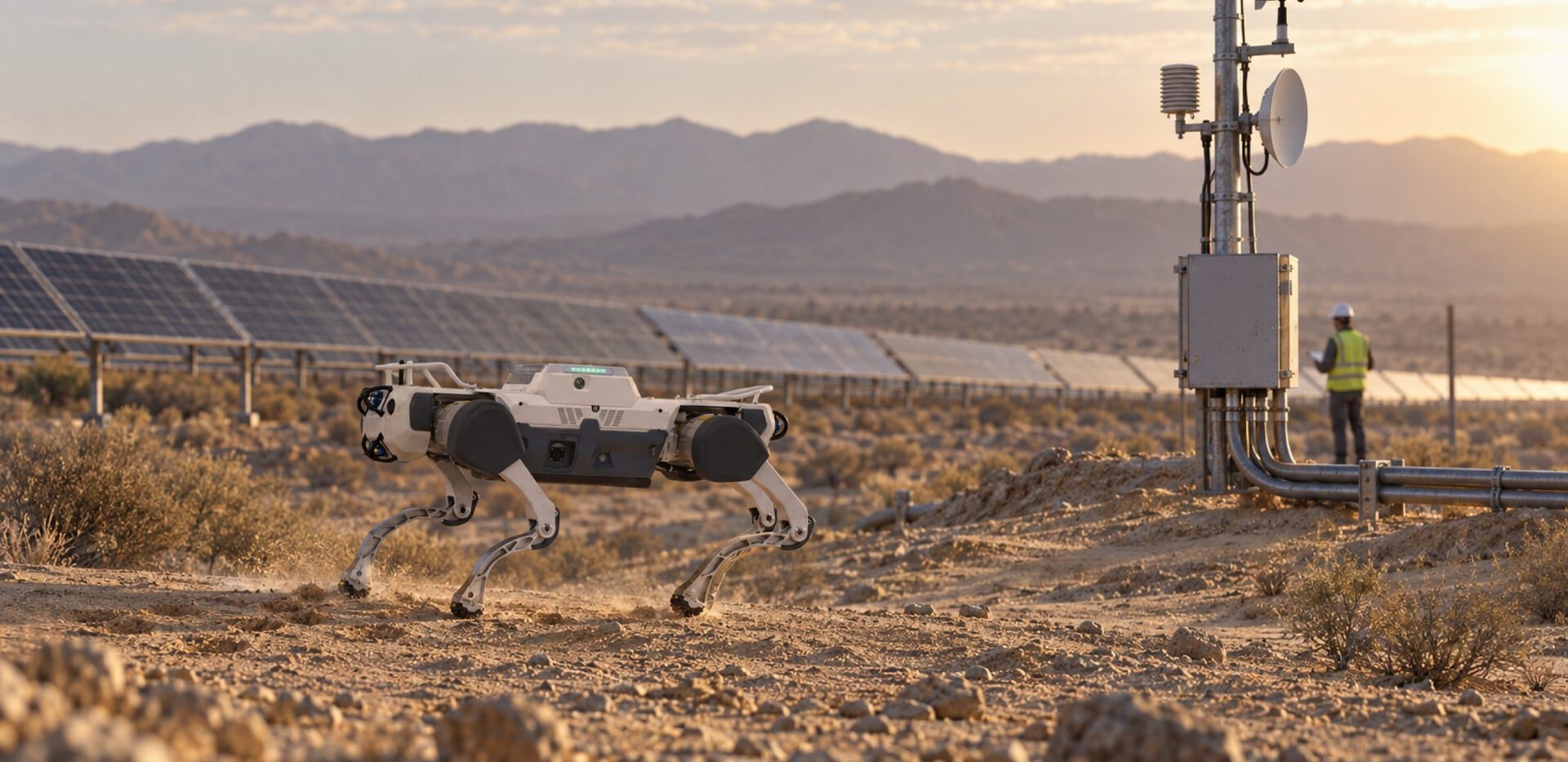 Aegis Hyper following an inspection route through the equipment yard of a solar power plant